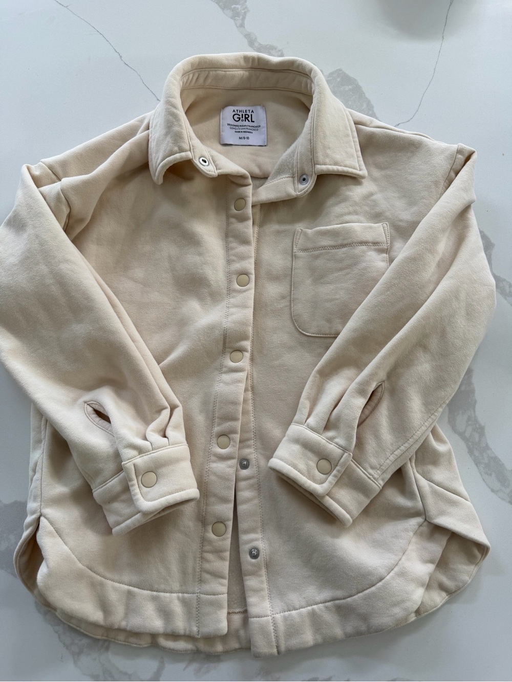 Athleta Girl Cream Button-Up Shacket 8/10 size
